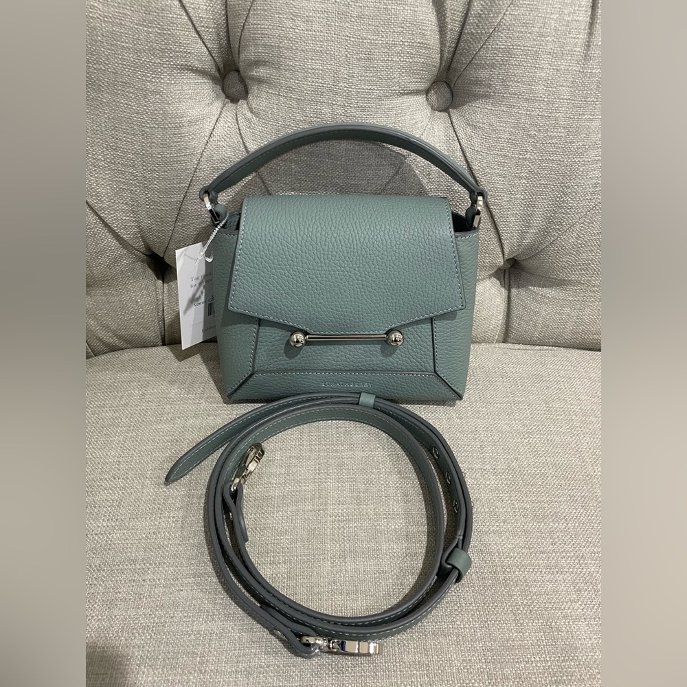 STRATHBERRY Mosaic Nano Leather Crossbody In Stone Blue